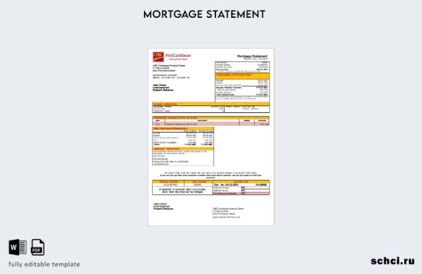скачать цифровую версию шаблона выписки по ипотеке CIBC Caribbean Bank на Багамс